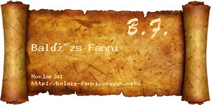 Balázs Fanni névjegykártya