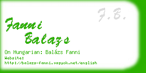 fanni balazs business card